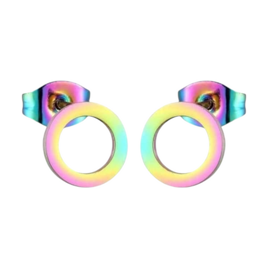 Boucles d'oreilles cercle ouvert multicolores – 9 mm