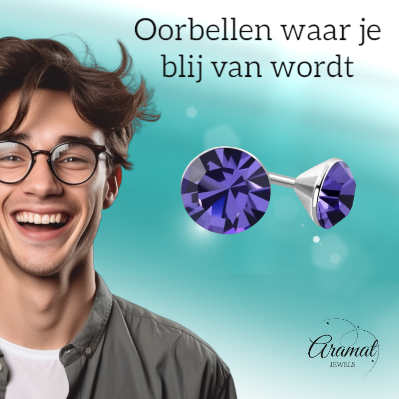 Mini Oorstekers Violet Paars – 3mm – RVS