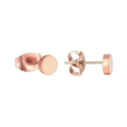 Puces d'oreilles rondes couleur rose, acier inoxydable, 5 mm