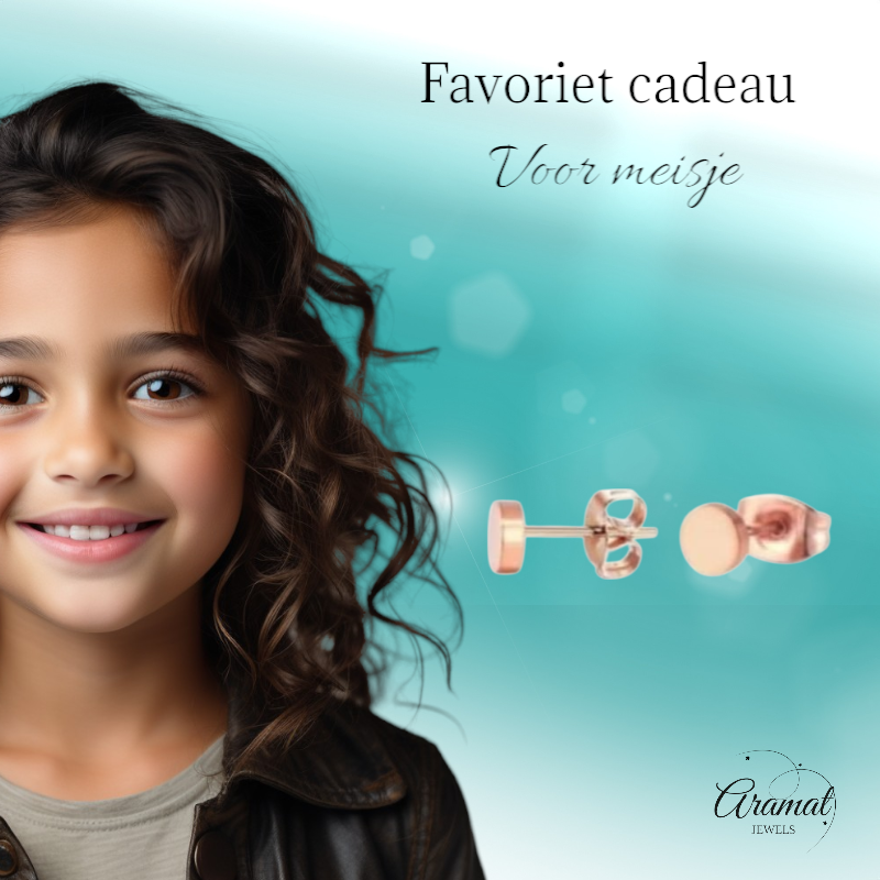 Puces d'oreilles rondes couleur rose, acier inoxydable, 5 mm