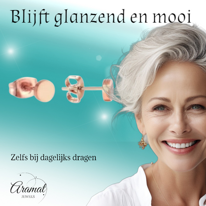 Puces d'oreilles rondes couleur rose, acier inoxydable, 5 mm