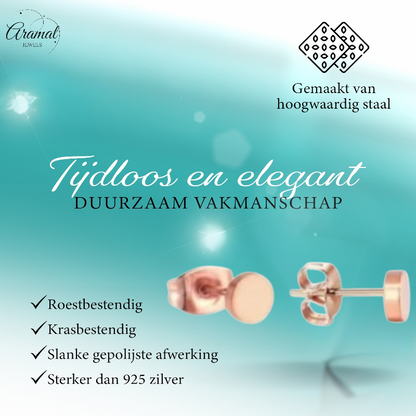 Puces d'oreilles rondes couleur rose, acier inoxydable, 5 mm