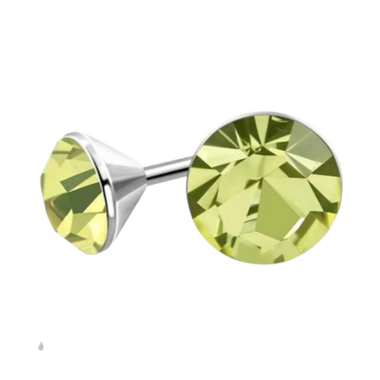 Boucles d'oreilles mini cristal vert clair – 3 mm – Acier inoxydable