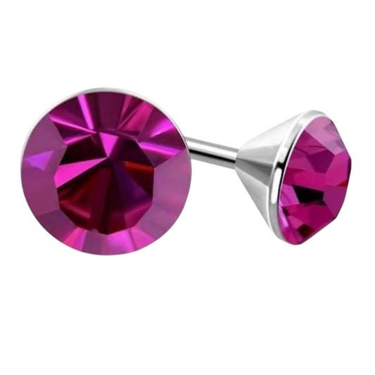 Boucles d'oreilles mini cristal rose – 3 mm – Acier inoxydable