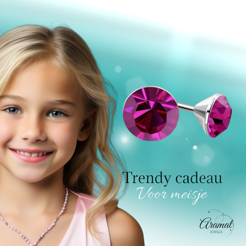 Boucles d'oreilles mini cristal rose – 3 mm – Acier inoxydable