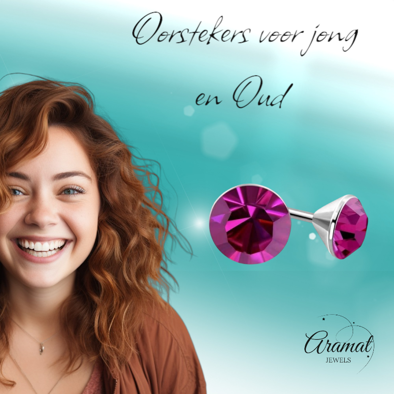 Boucles d'oreilles mini cristal rose – 3 mm – Acier inoxydable