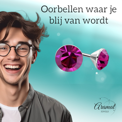 Boucles d'oreilles mini cristal rose – 3 mm – Acier inoxydable