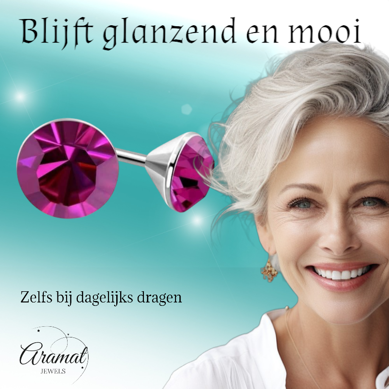 Boucles d'oreilles mini cristal rose – 3 mm – Acier inoxydable