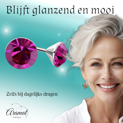 Boucles d'oreilles mini cristal rose – 3 mm – Acier inoxydable