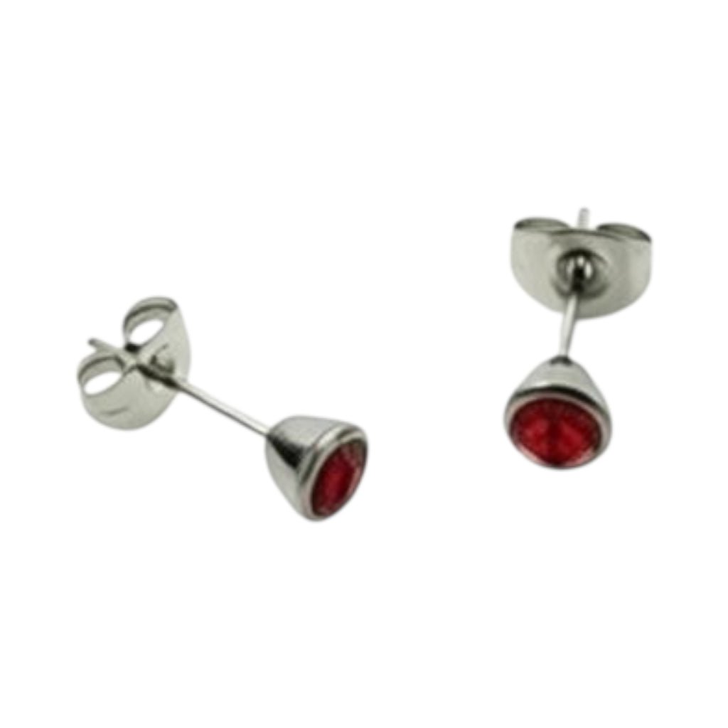 Oorbellen – Staal Kristal Rood (5mm) - Aramat Jewels - Oorbellen - cadeautip