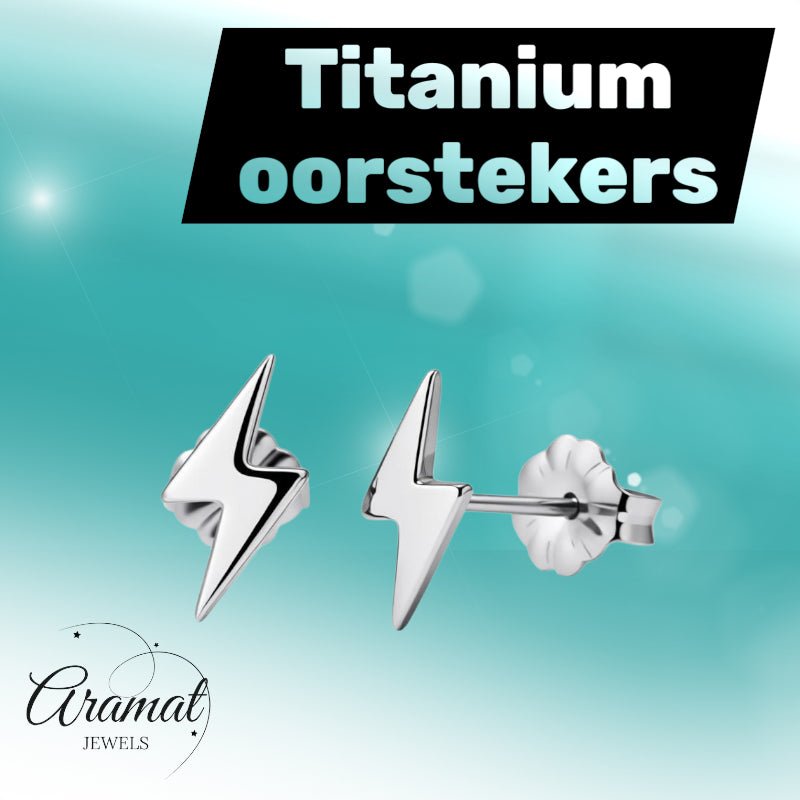 Oorbellen – Titanium Bliksem Flits Zilverkleurig (11x6mm) - Aramat Jewels - Oorbellen - cadeautip