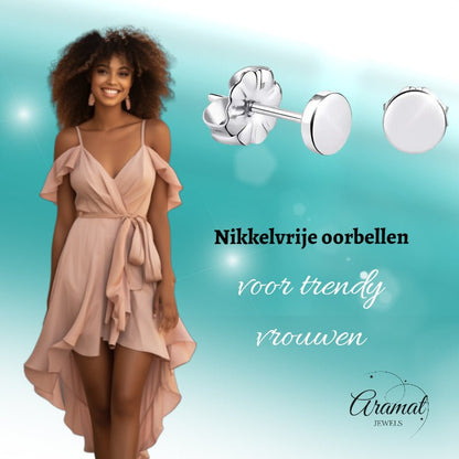 Oorbellen – Titanium Rond Zilverkleurig (5mm) - Aramat Jewels - Oorbellen - cadeautip