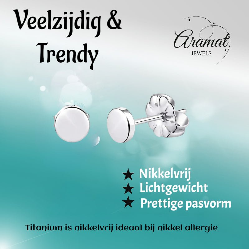 Oorbellen – Titanium Rond Zilverkleurig (5mm) - Aramat Jewels - Oorbellen - cadeautip