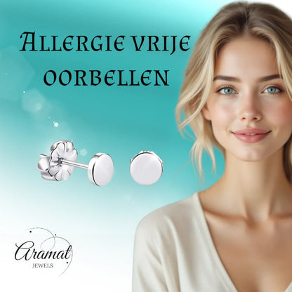 Oorbellen – Titanium Rond Zilverkleurig (5mm) - Aramat Jewels - Oorbellen - cadeautip