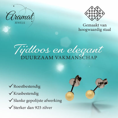 Oorbellen – Witte Bolletjes Metaal (4mm) - Aramat Jewels - Oorbellen - cadeautip