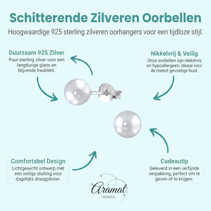 Oorbellen – Zilver Parel Lichtgrijs (6mm) - Aramat Jewels - Oorbellen - cadeautip
