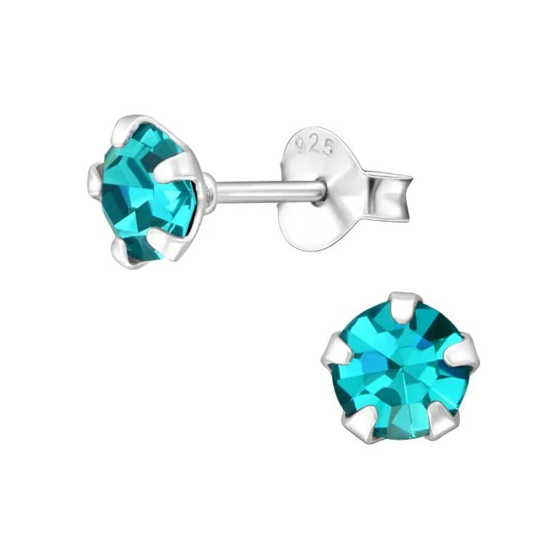 Oorbellen – Zilver Zirkonia Zee Groen (5mm) - Aramat Jewels - Oorbellen - cadeautip