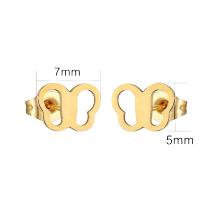 Boucles d'oreilles papillon dorées 5x7 mm 