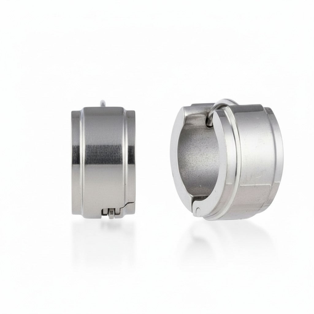 Oorringen – 13mm Mini Creool Opstaande Streep RVS Zilverkleur Unisex - Aramat Jewels - Oorringen - cadeautip