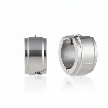 Oorringen – 13mm Mini Creool Opstaande Streep RVS Zilverkleur Unisex - Aramat Jewels - Oorringen - cadeautip