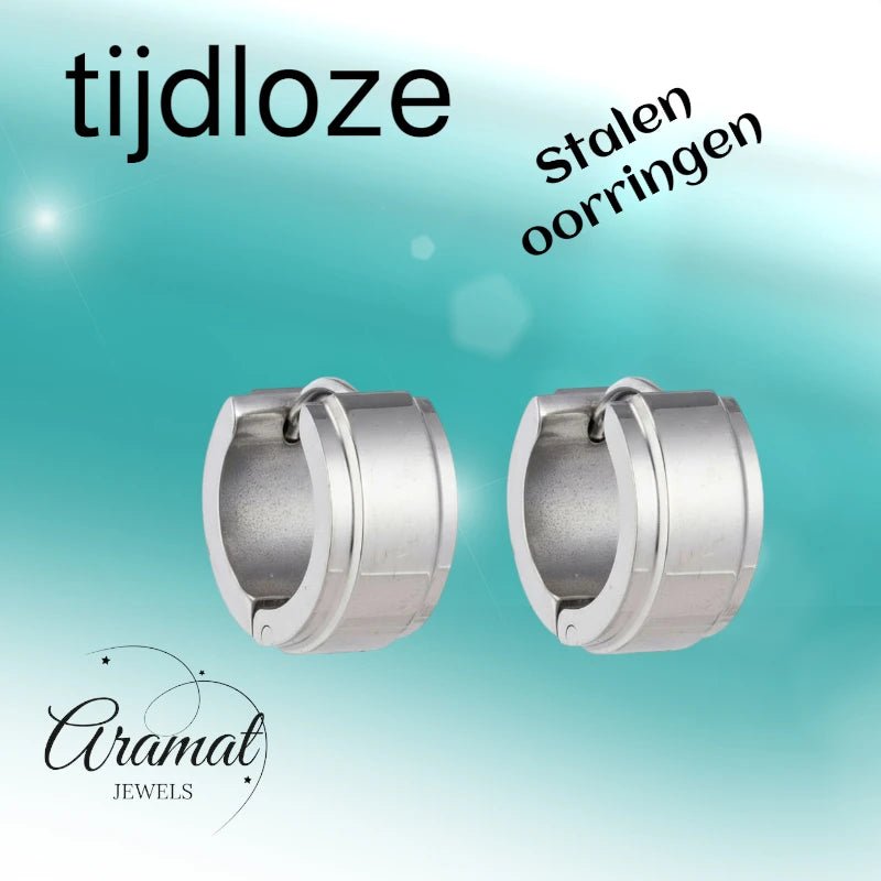 Oorringen – 13mm Mini Creool Opstaande Streep RVS Zilverkleur Unisex - Aramat Jewels - Oorringen - cadeautip