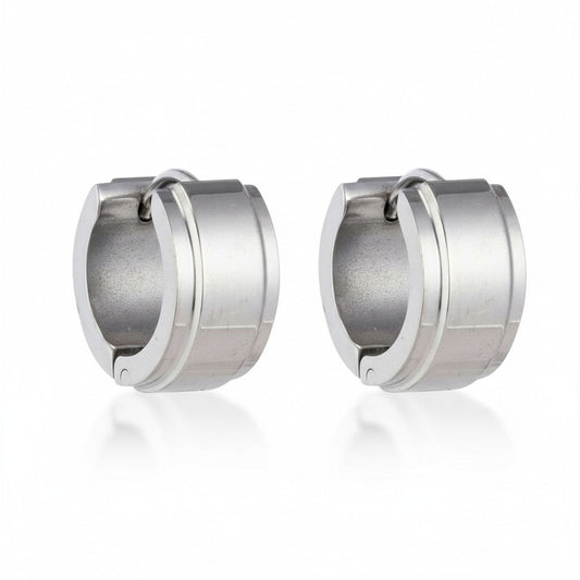 Oorringen – 13mm Mini Creool Opstaande Streep RVS Zilverkleur Unisex - Aramat Jewels - Oorringen - cadeautip