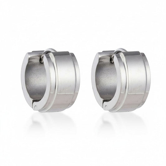 Oorringen – 13mm Mini Creool Opstaande Streep RVS Zilverkleur Unisex - Aramat Jewels - Oorringen - cadeautip