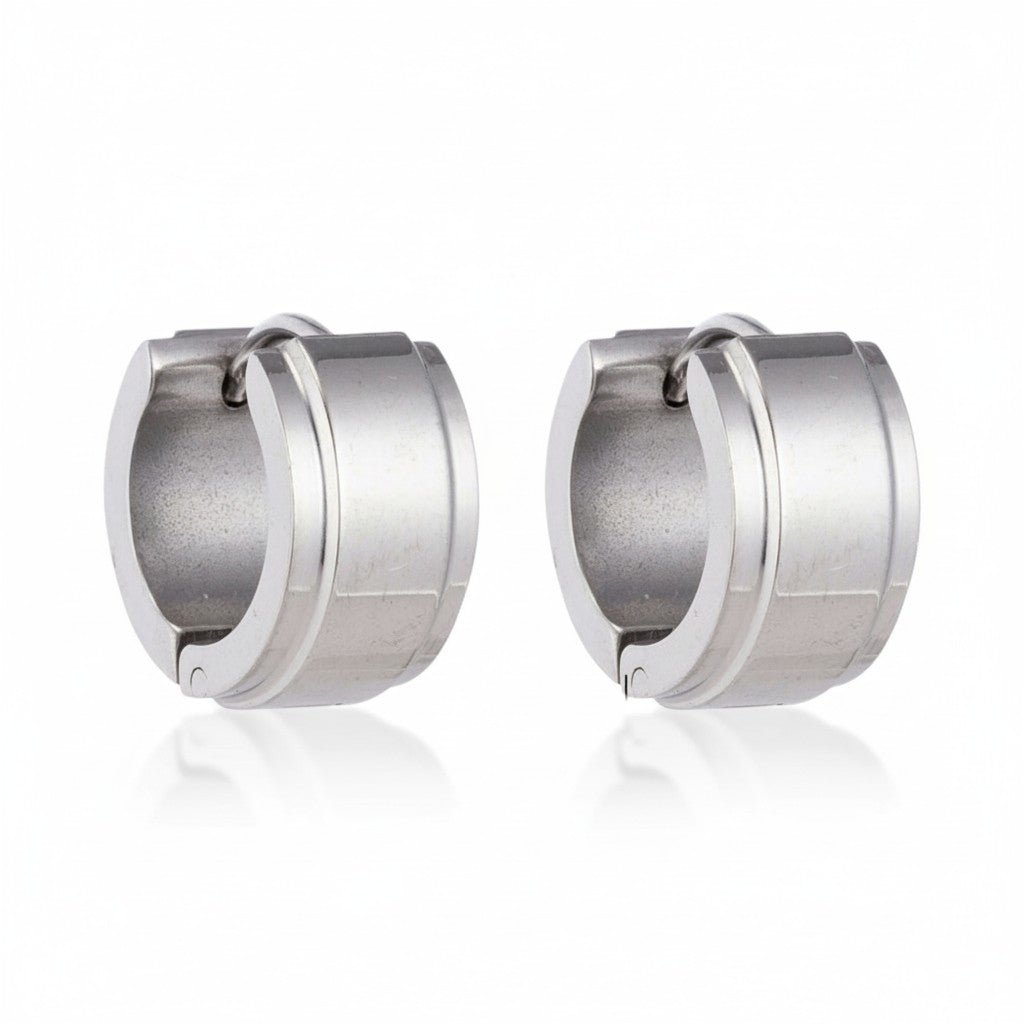 Oorringen – 13mm Mini Creool Opstaande Streep RVS Zilverkleur Unisex - Aramat Jewels - Oorringen - cadeautip