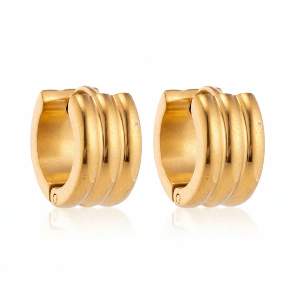 Oorringen – 13mm Mini Creool Streepdesign RVS Goudkleur Unisex - Aramat Jewels - Oorringen - cadeautip