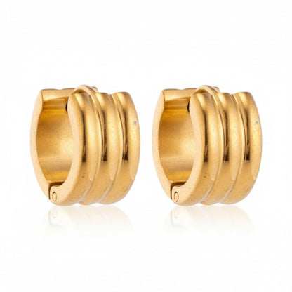 Oorringen – 13mm Mini Creool Streepdesign RVS Goudkleur Unisex - Aramat Jewels - Oorringen - cadeautip