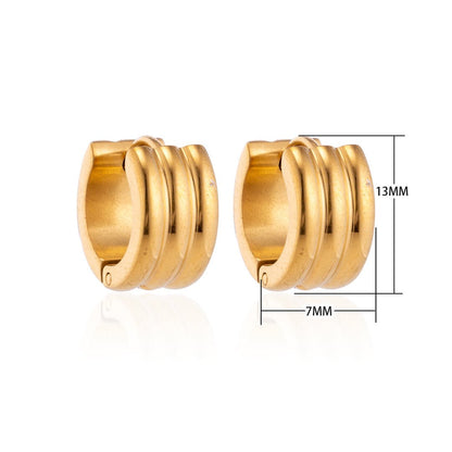 Oorringen – 13mm Mini Creool Streepdesign RVS Goudkleur Unisex - Aramat Jewels - Oorringen - cadeautip