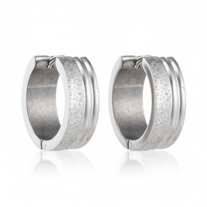 Oorringen – 20mm Creolen Duo Afwerking SandblastedGlans RVS Zilverkleur Unisex - Aramat Jewels - Oorringen - cadeautip