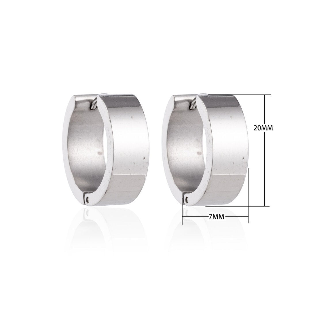 Oorringen – 20mm Creolen Glad Glanzend RVS Zilverkleur Unisex - Aramat Jewels - Oorringen - cadeautip