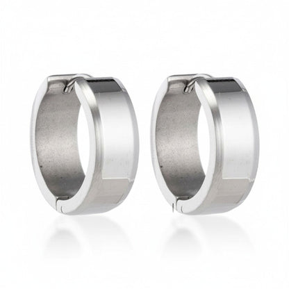 Oorringen – 20mm Creolen met Schuine Rand RVS Zilverkleur Unisex - Aramat Jewels - Oorringen - cadeautip