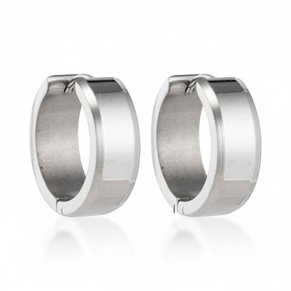 Oorringen – 20mm Creolen met Schuine Rand RVS Zilverkleur Unisex - Aramat Jewels - Oorringen - cadeautip