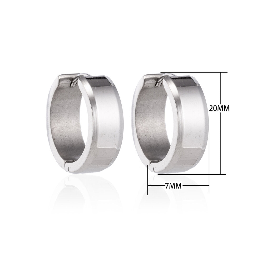 Oorringen – 20mm Creolen met Schuine Rand RVS Zilverkleur Unisex - Aramat Jewels - Oorringen - cadeautip