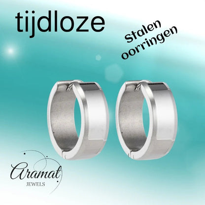 Oorringen – 20mm Creolen met Schuine Rand RVS Zilverkleur Unisex - Aramat Jewels - Oorringen - cadeautip