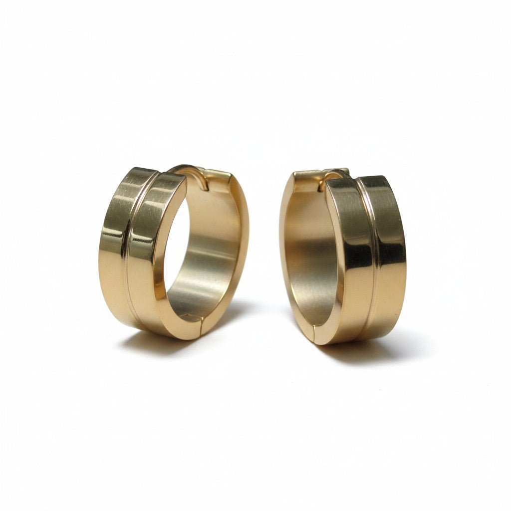 Oorringen – 20mm Creolen met Smalle Lijn RVS Goudkleur Unisex - Aramat Jewels - Oorringen - cadeautip
