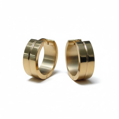 Oorringen – 20mm Creolen met Smalle Lijn RVS Goudkleur Unisex - Aramat Jewels - Oorringen - cadeautip