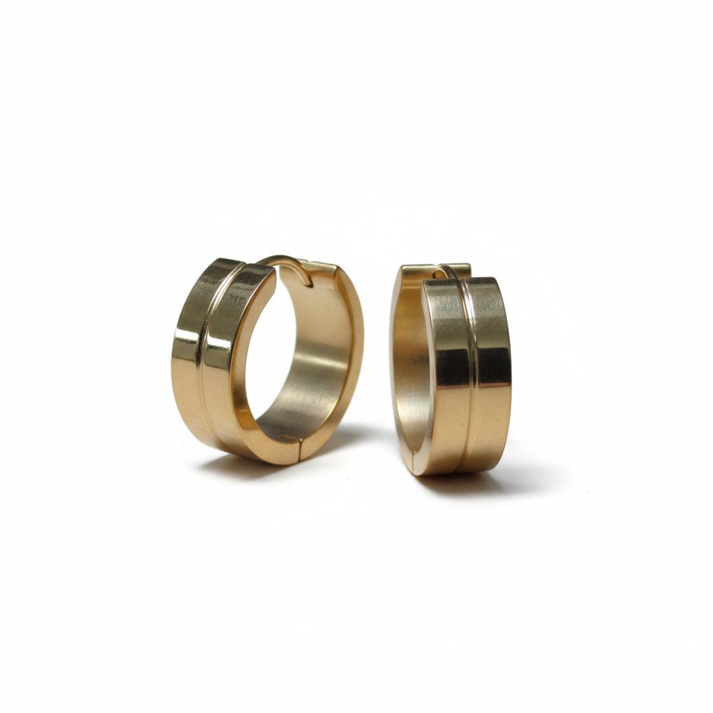 Oorringen – 20mm Creolen met Smalle Lijn RVS Goudkleur Unisex - Aramat Jewels - Oorringen - cadeautip