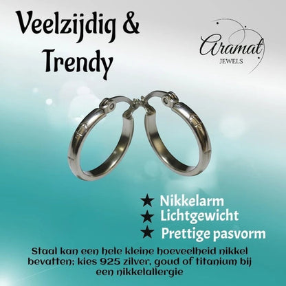 Oorringen – 20mm Creool Anker Motief RVS Zilverkleur Unisex - Aramat Jewels - Oorringen - cadeautip