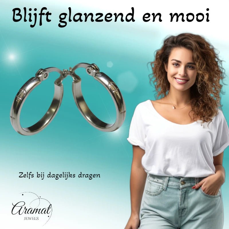 Oorringen – 20mm Creool Anker Motief RVS Zilverkleur Unisex - Aramat Jewels - Oorringen - cadeautip