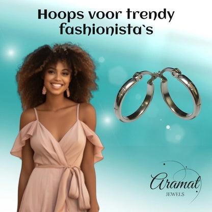 Oorringen – 20mm Creool Anker Motief RVS Zilverkleur Unisex - Aramat Jewels - Oorringen - cadeautip