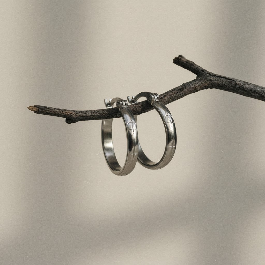 RVS Oorringen met Ankermotief Zilverkleur 20mm