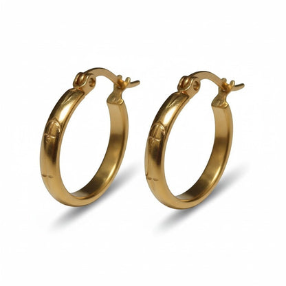 Oorringen – 20mm Creool Anker & Ster Motief RVS Goudkleur Dames - Aramat Jewels - Oorringen - cadeautip
