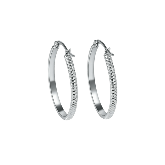 Oorringen – 20mm Creool Puntjes Patroon RVS Zilverkleur Dames - Aramat Jewels - Oorringen - cadeautip