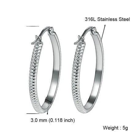 Oorringen – 20mm Creool Puntjes Patroon RVS Zilverkleur Dames - Aramat Jewels - Oorringen - cadeautip