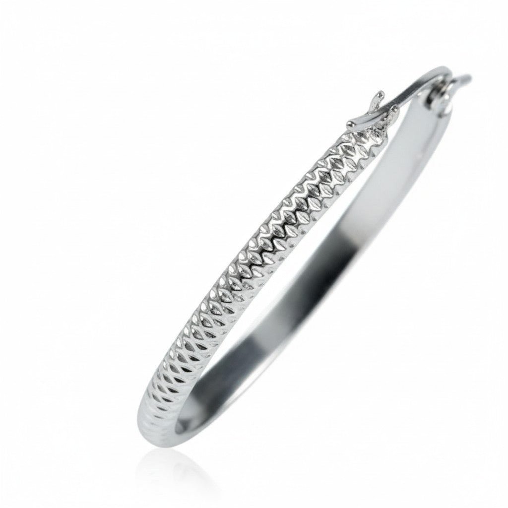 Oorringen – 20mm Creool Puntjes Patroon RVS Zilverkleur Dames - Aramat Jewels - Oorringen - cadeautip