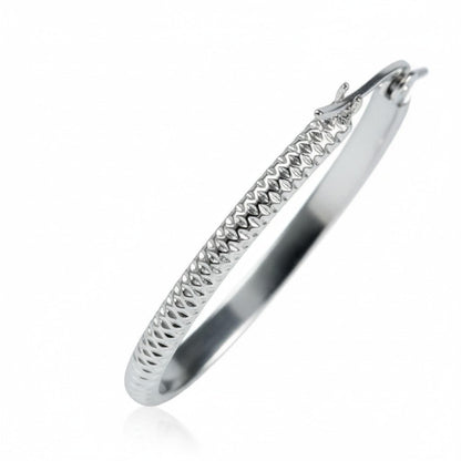 Oorringen – 20mm Creool Puntjes Patroon RVS Zilverkleur Dames - Aramat Jewels - Oorringen - cadeautip