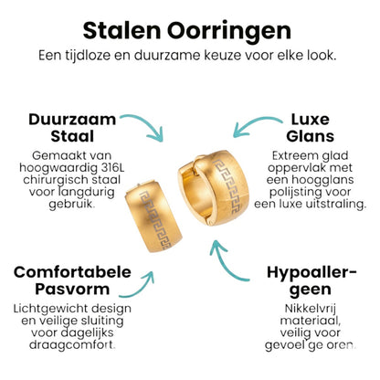 Oorringen – 20mm Grieks Symbool RVS Goudkleur Unisex - Aramat Jewels - Oorringen - cadeautip